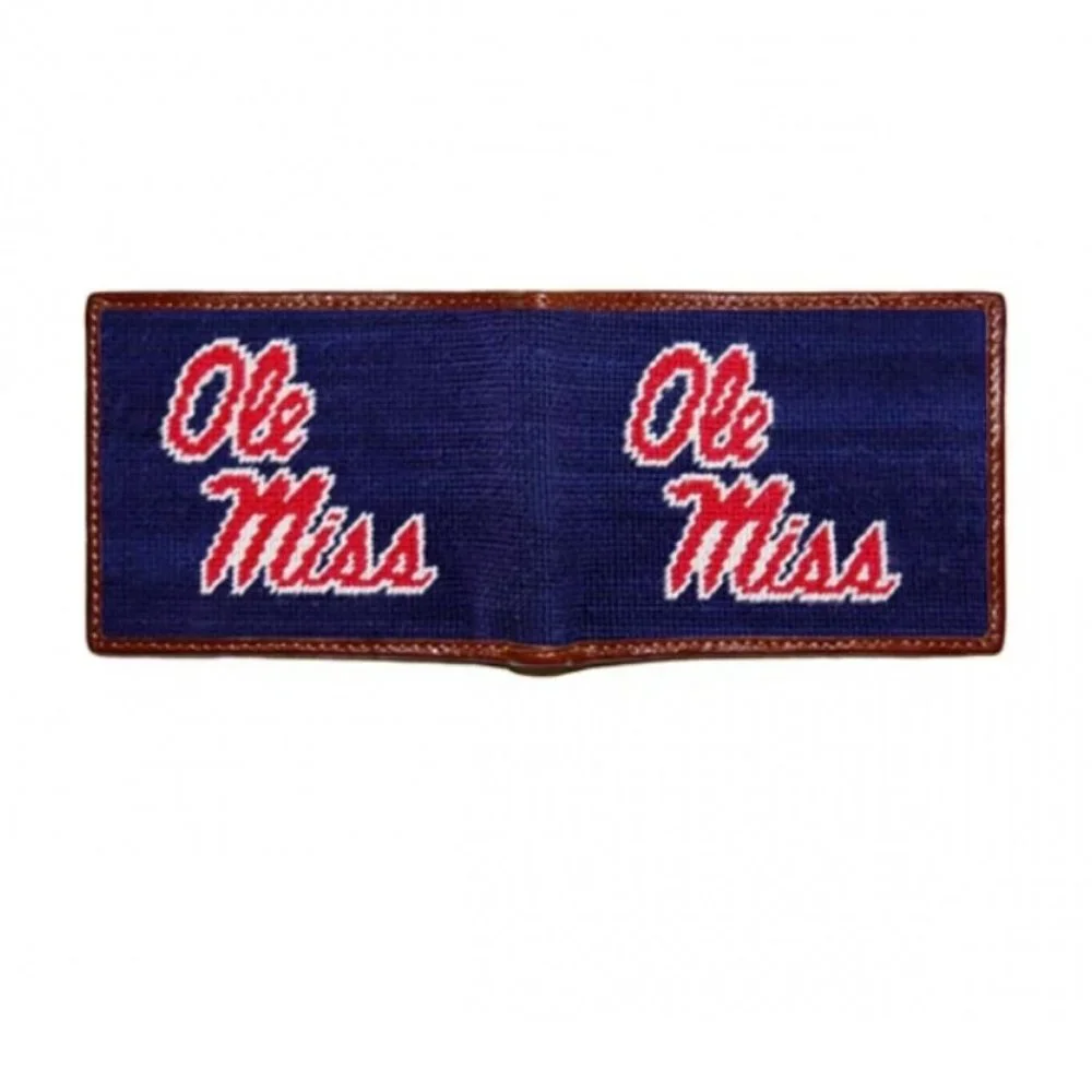 NEW SMATHERS & BRANSON Ole Miss (Dark Navy) Needlepoint Bi-Fold Wallet - Picture 3 of 6